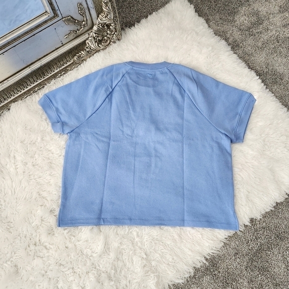 PINK Victoria's Secret FLEECE SHORT-SLEEVE CREWNECK SWEATSHIRT. Size XL. New. - Picture 5 of 10